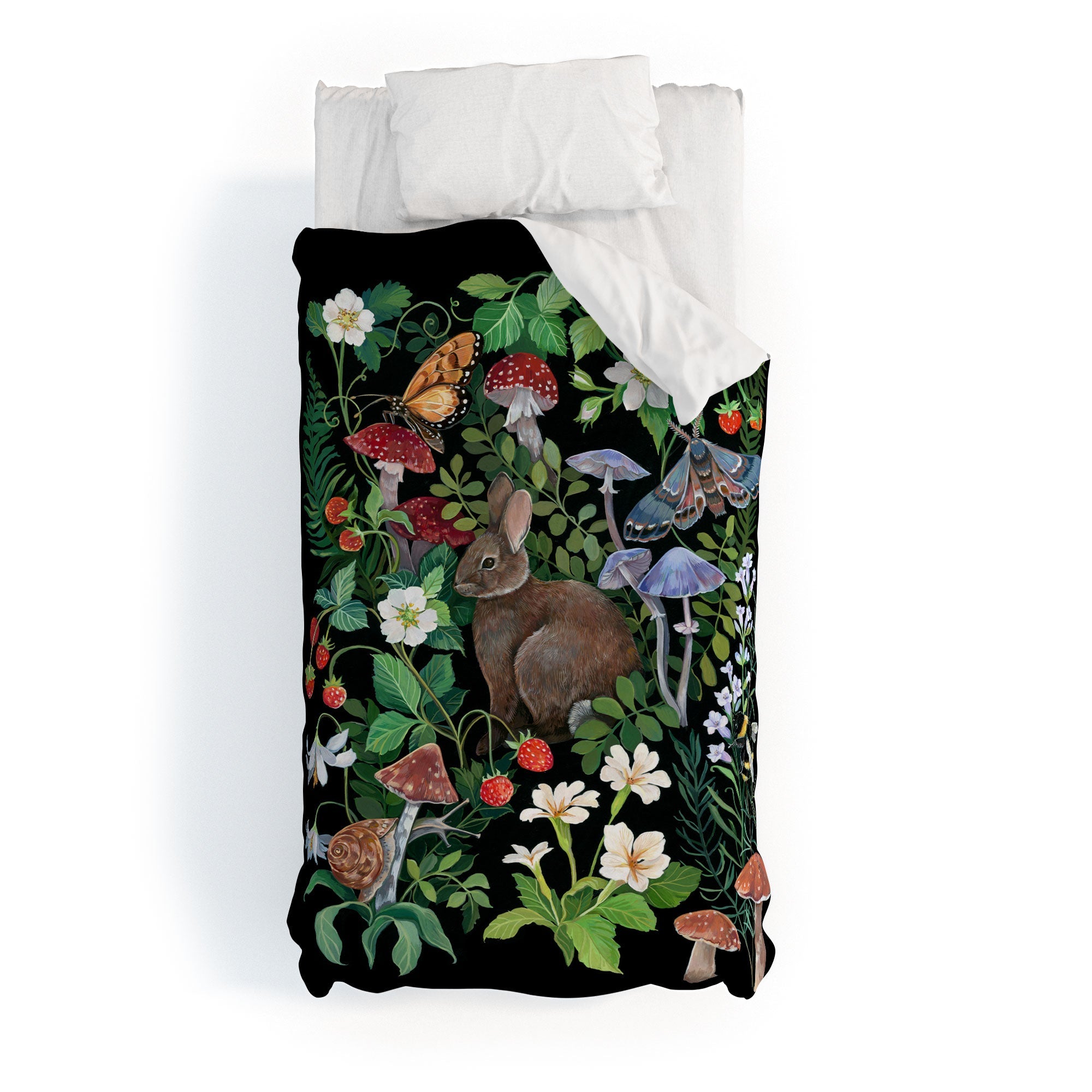 Clara McAllister Rabbit Garden Mushroom Duvet Cover