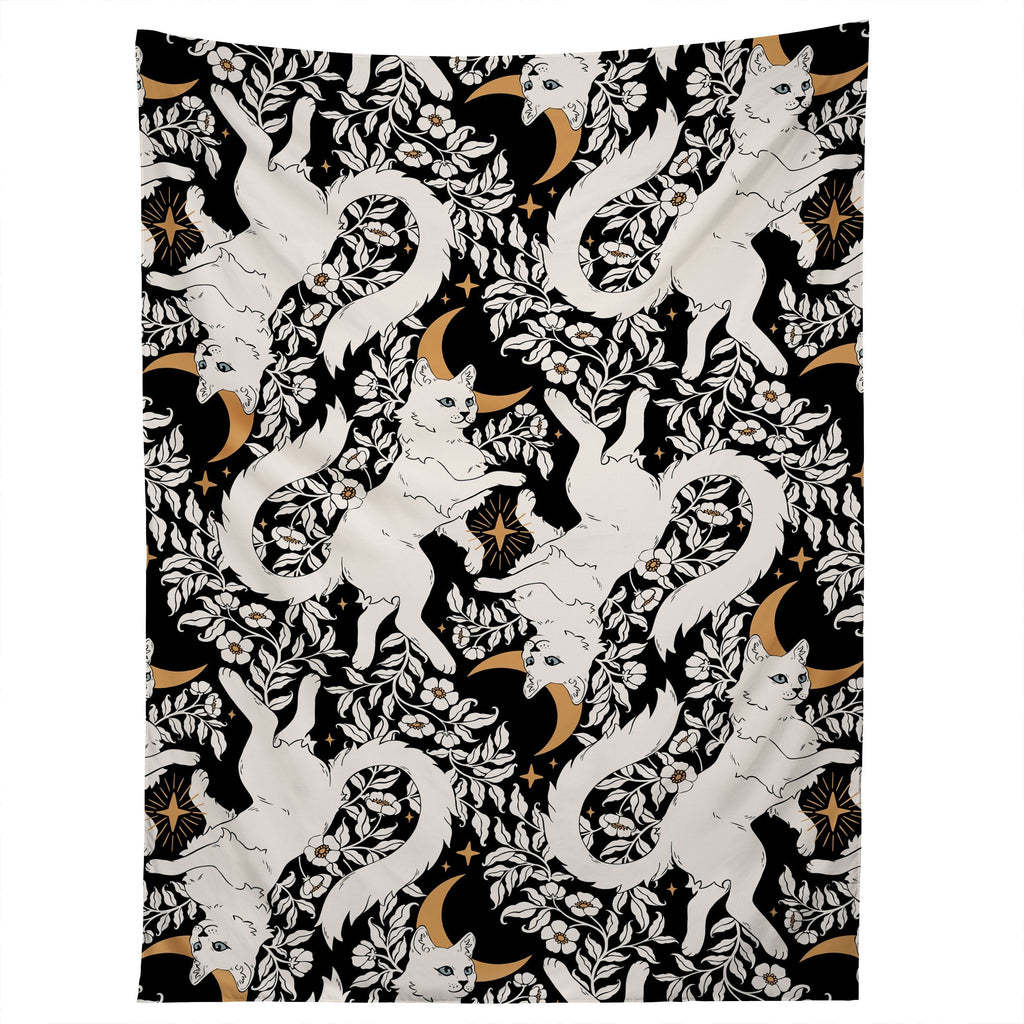 Avenie Celestial Cats Gold Tapestry