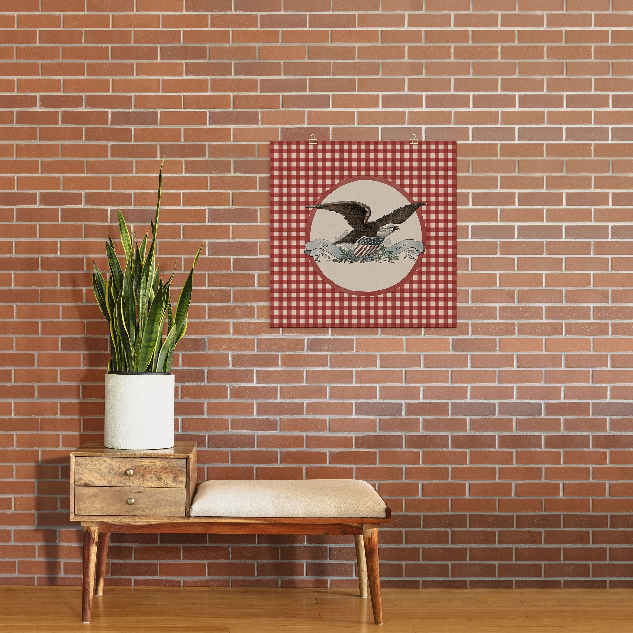 DENY Designs Gingham Eagle Art Print