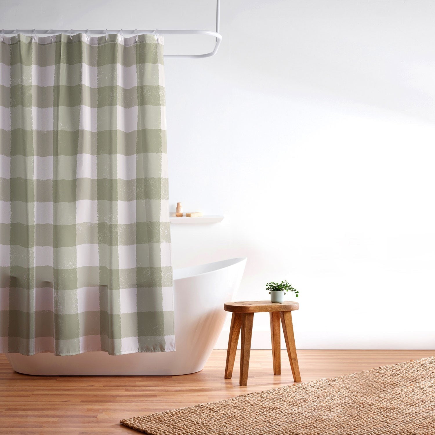 Menina Lisboa Rustic Green Plaid Shower Curtain