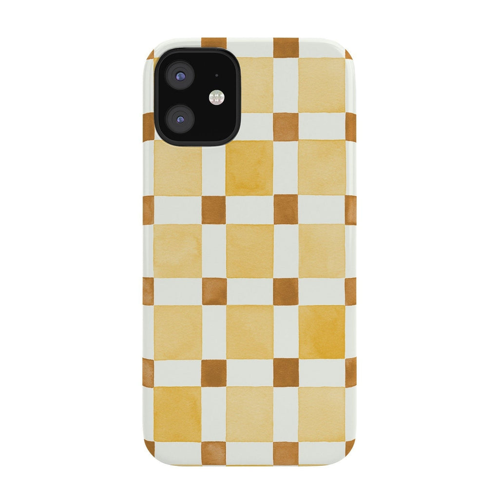 Ninola Design Everyday Artifact Checker Mosaic Tiles Geometry Yellow Phone Case
