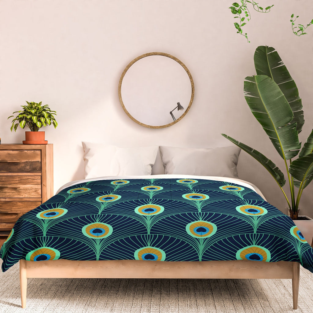 Design by Spark Peacock Deco Feathers Comforter