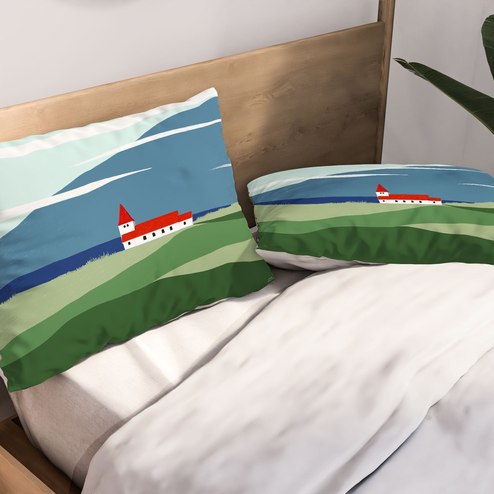Valeria Frustaci Red roof in Iceland Pillow Shams