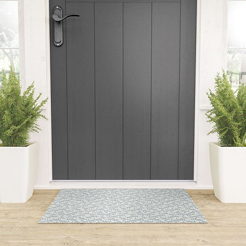 CoastL Studio Palm Forest Coastal Blue Welcome Mat