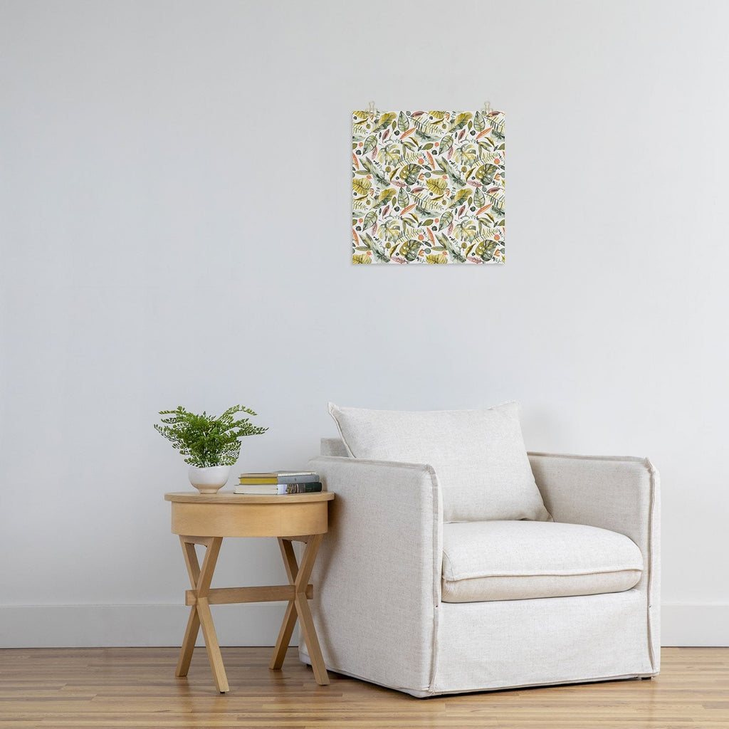Ninola Design Botanic Retreat Tropical Jungle Leaves Botanical Green Orange Art Print