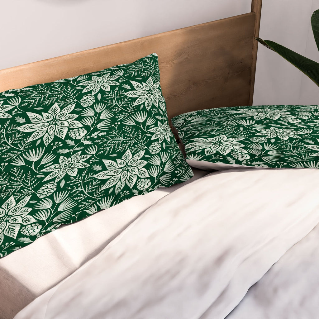 Pimlada Phuapradit Christmas Poinsettia Pillow Shams