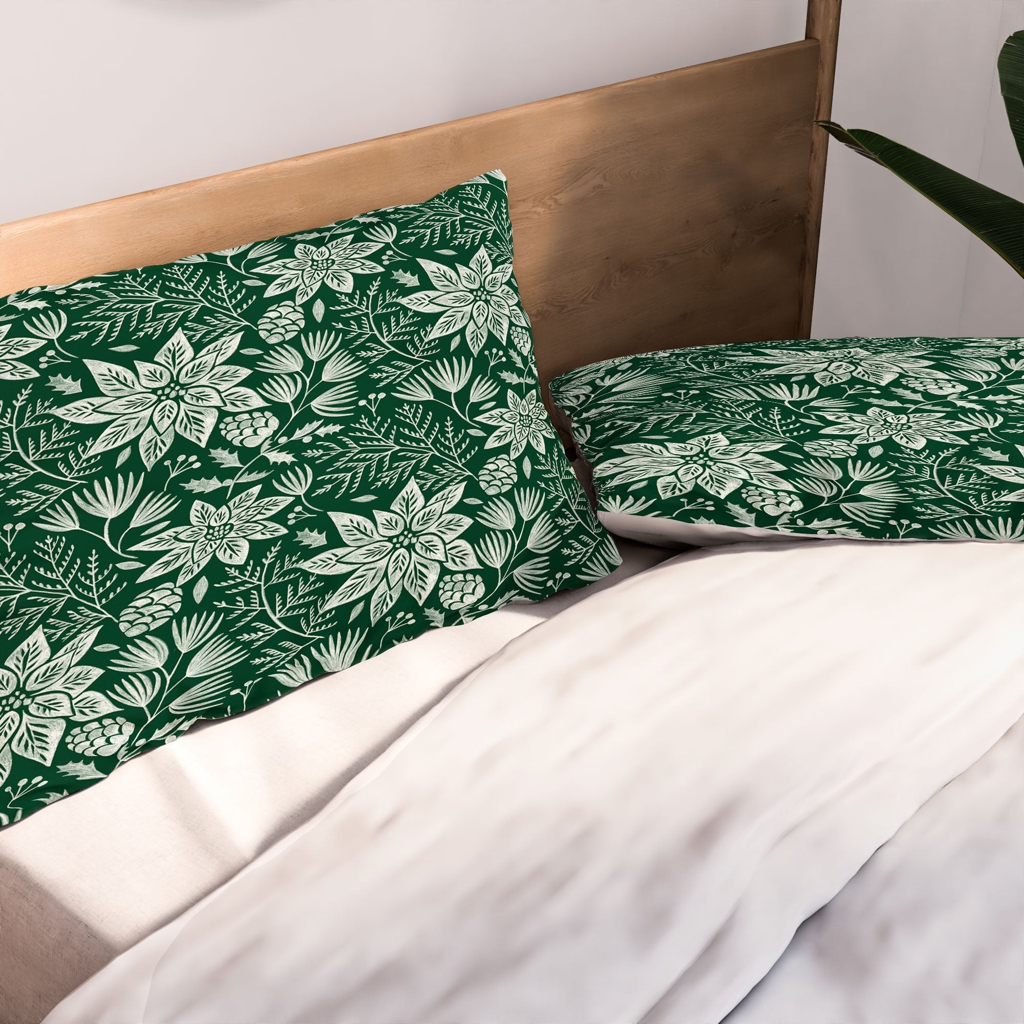 Pimlada Phuapradit Christmas Poinsettia Pillow Shams