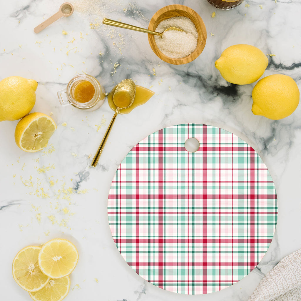 Lisa Argyropoulos Merry Vintage Plaid Cutting Board Round