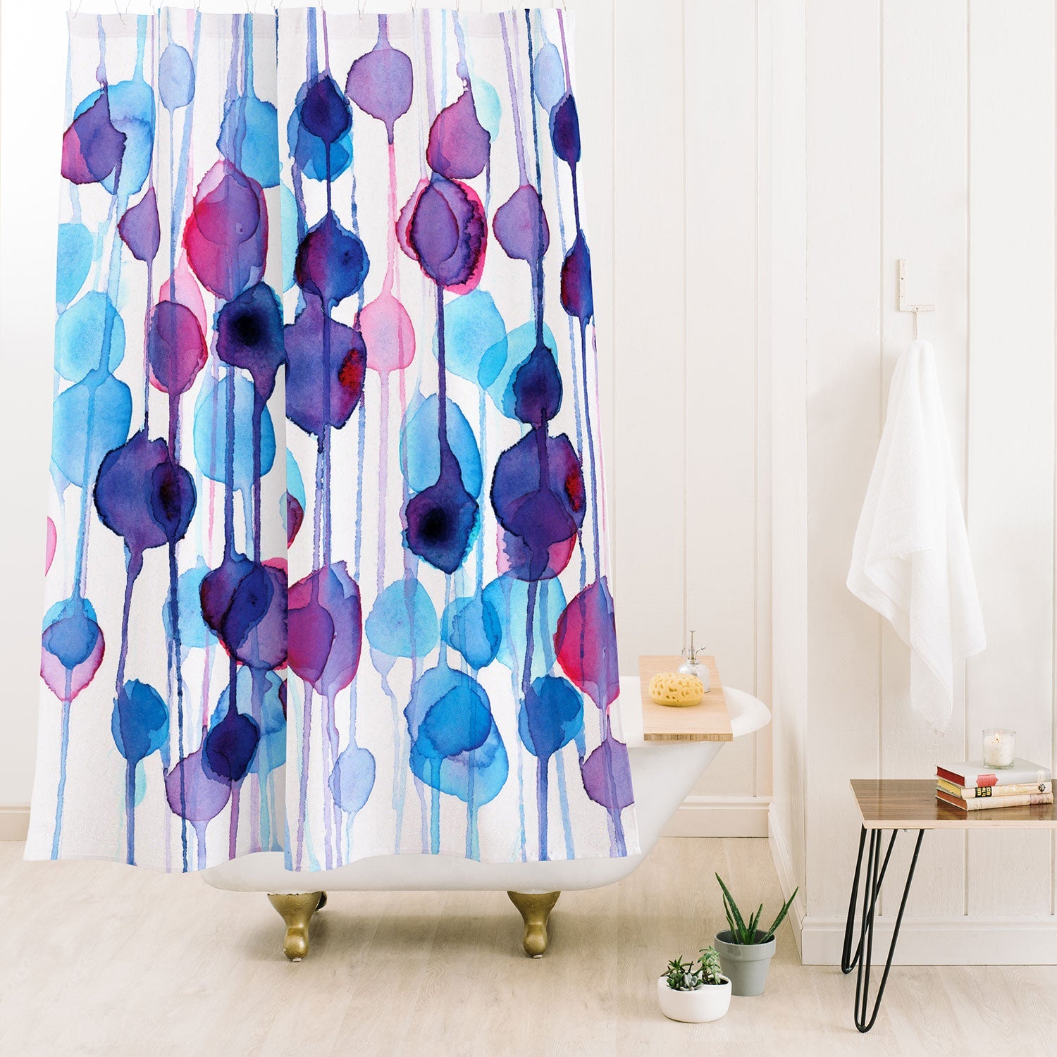 CMYKaren Abstract Watercolor Shower Curtain