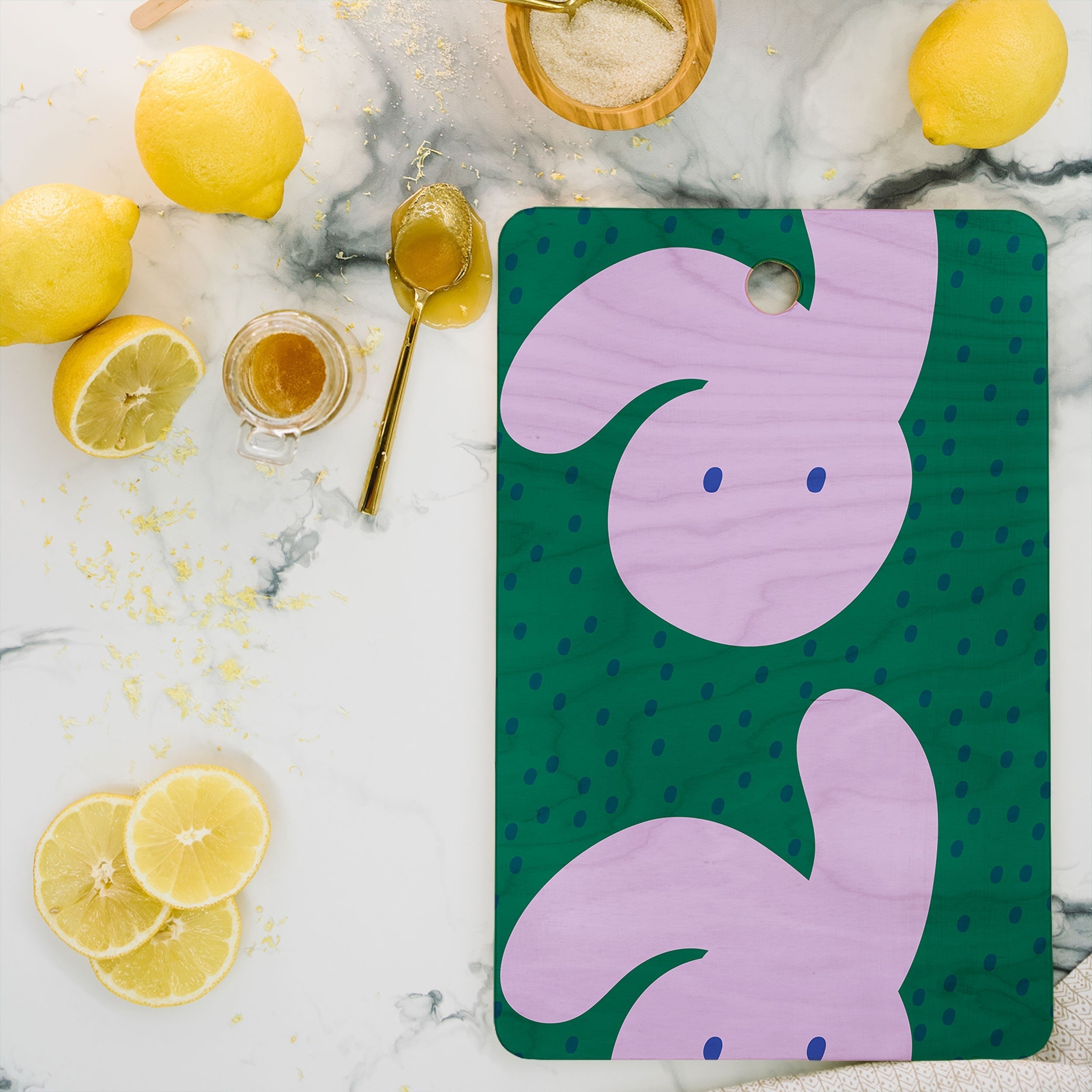 Camilla Foss Pebbles and Rabbit Cutting Board Rectangle