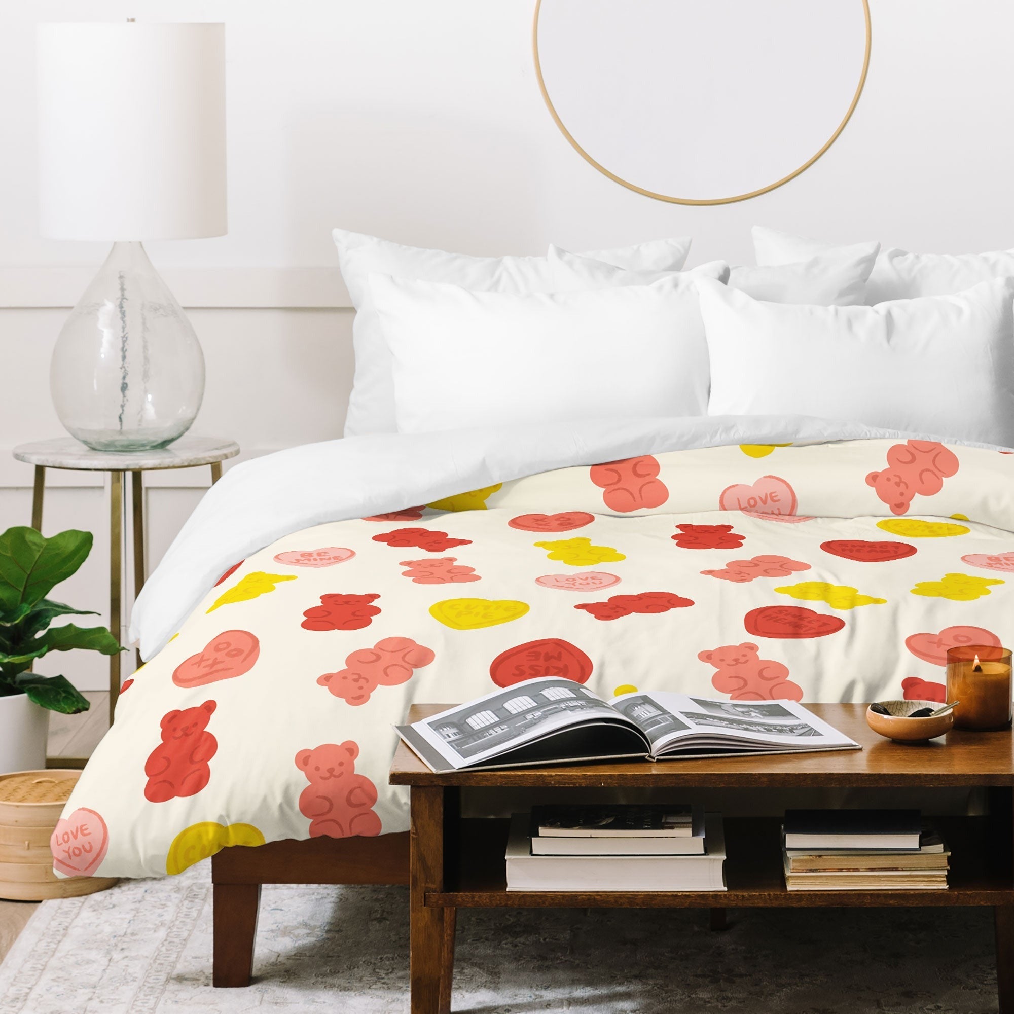 Design by Spark Gummy Bears and Candy Hearts Valentines Duvet Cover