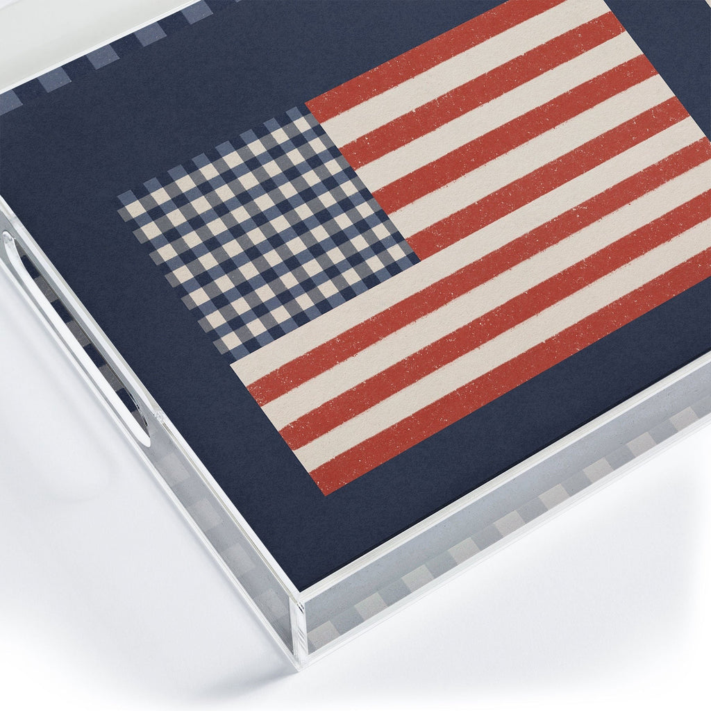 DENY Designs Gingham Flag Acrylic Tray