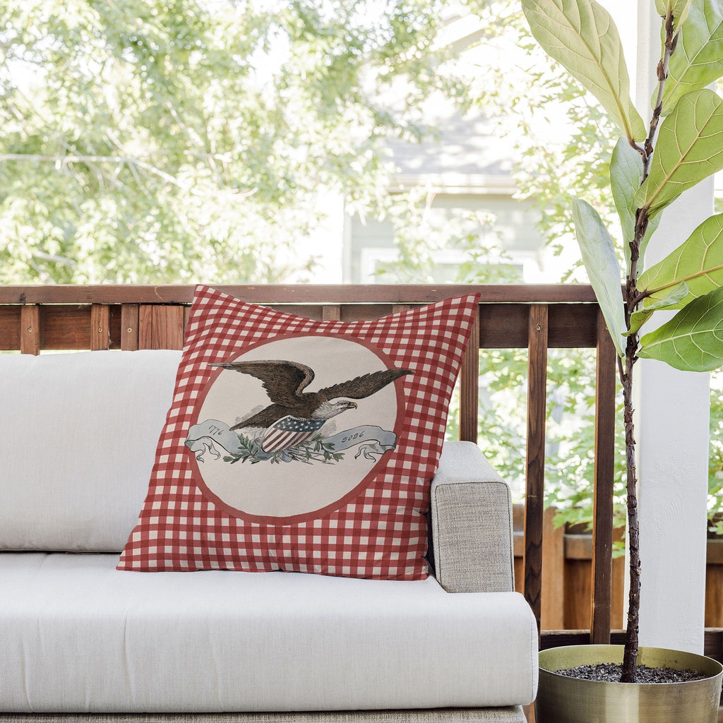 DENY Designs Gingham Eagle Outdoor Throw Pillow