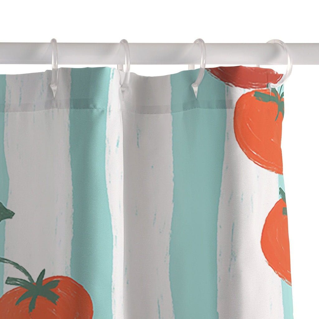 Design by Spark Zesty Tomatoes and Stripes Shower Curtain
