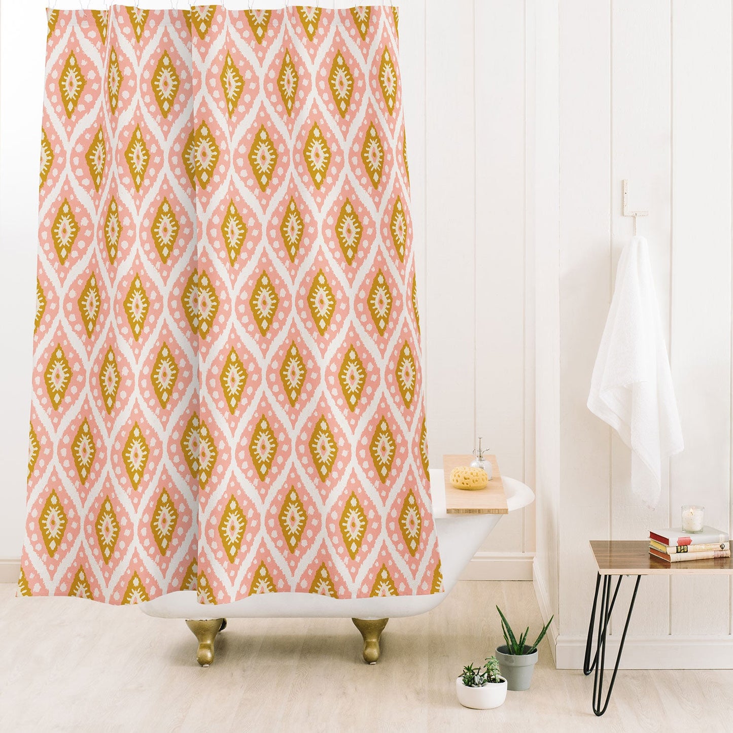 CoastL Studio Caliza Pink Golden Rod Shower Curtain