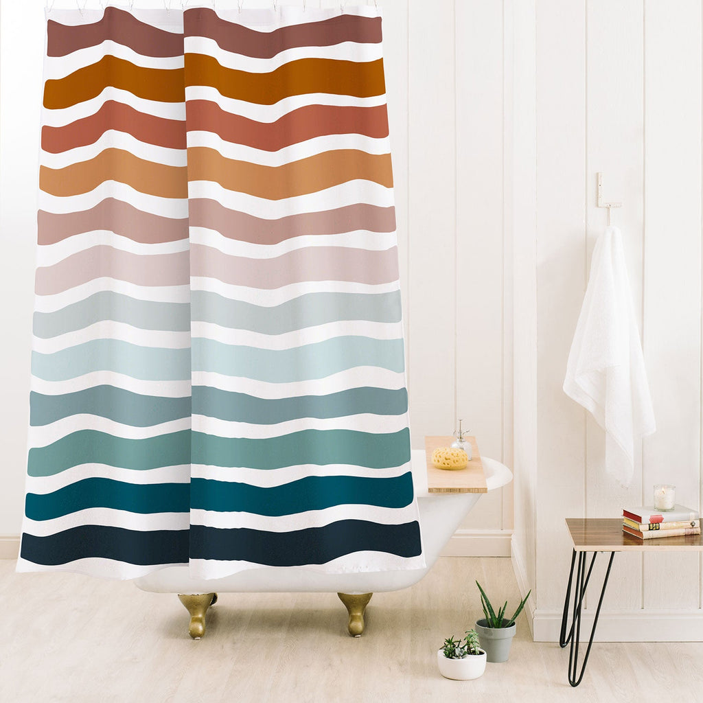 CoastL Studio Rainbow Waves Shower Curtain