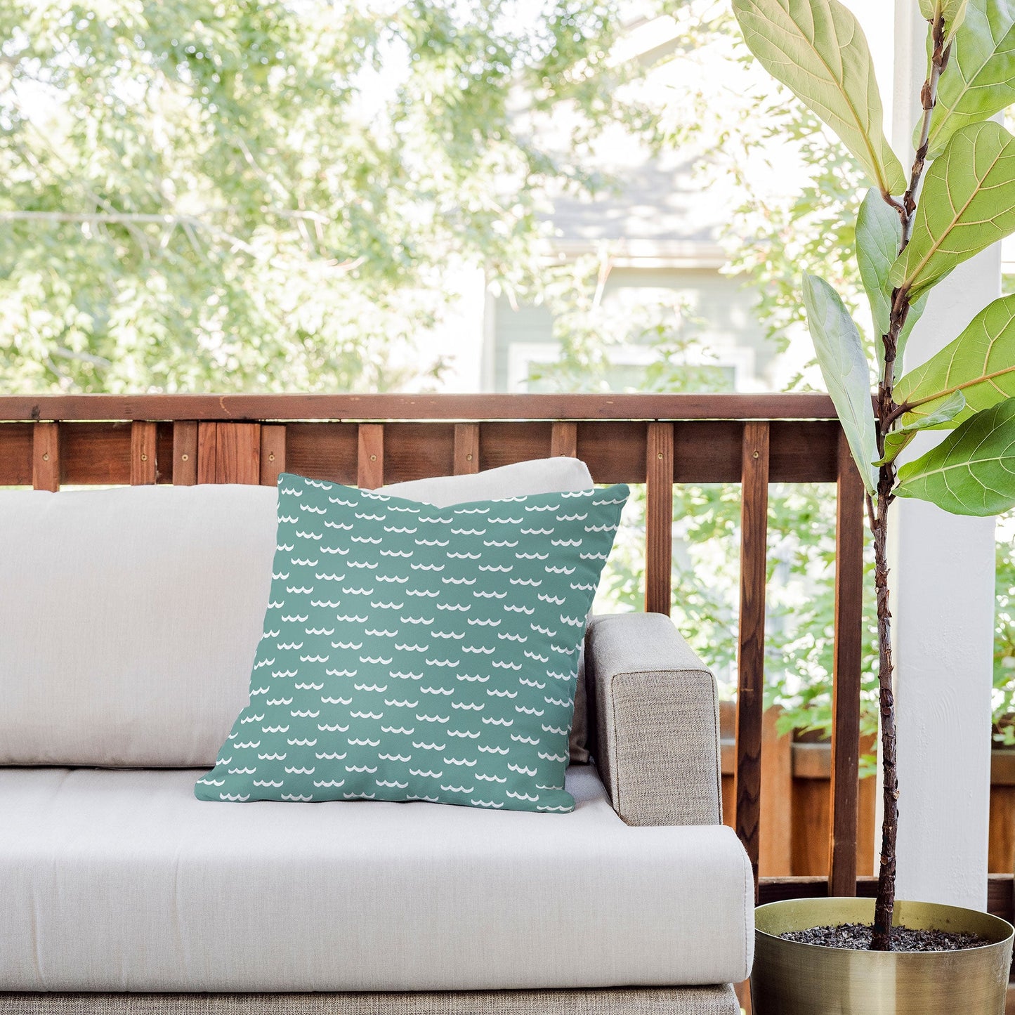 CoastL Studio Waves Press On Outdoor Throw Pillow
