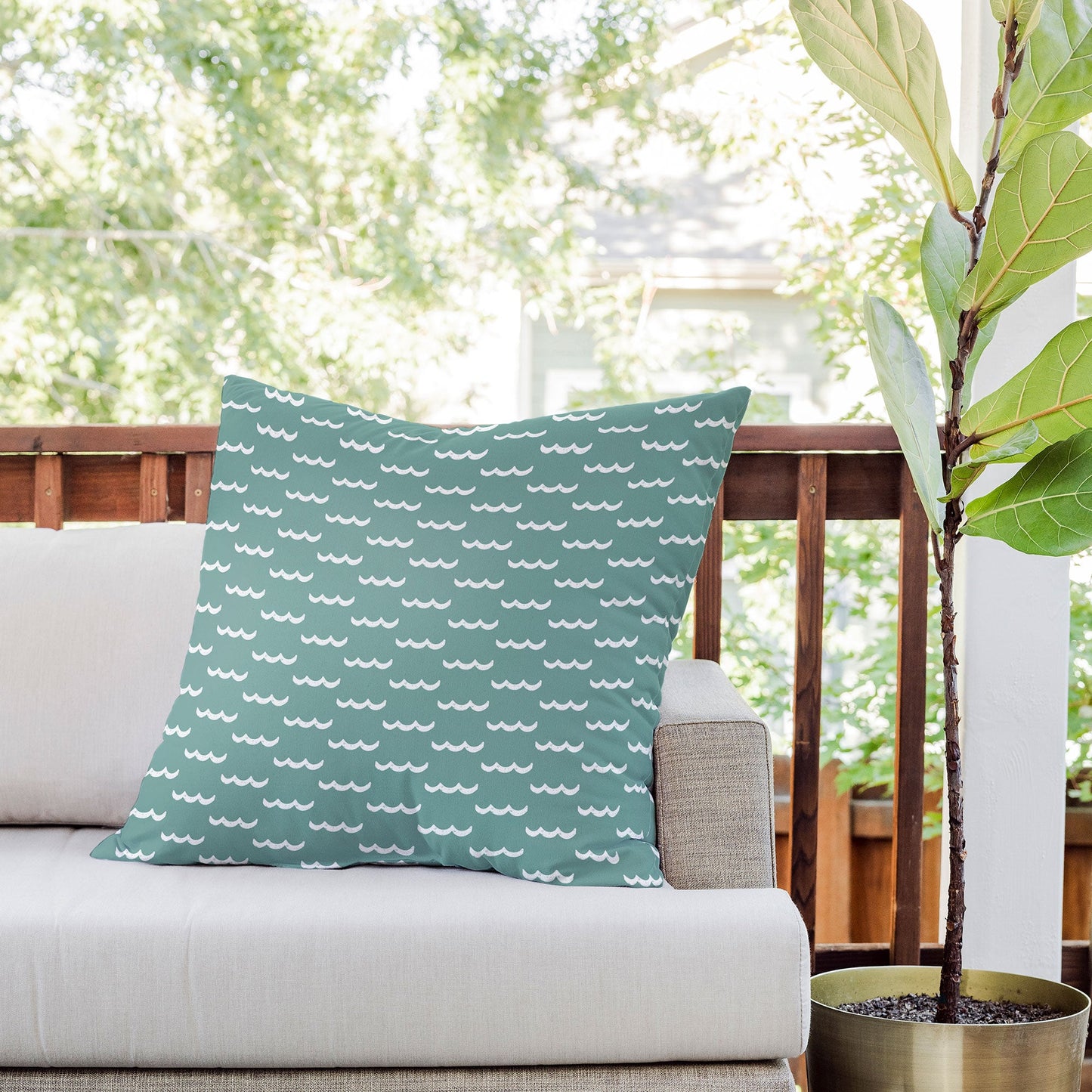 CoastL Studio Waves Press On Outdoor Throw Pillow