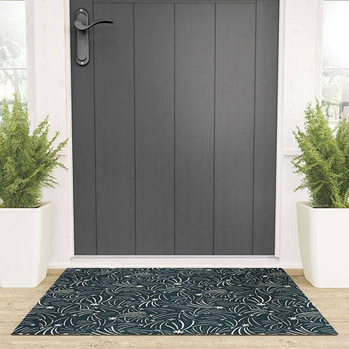 Little Om Pattern Shooting Stars blue Welcome Mat