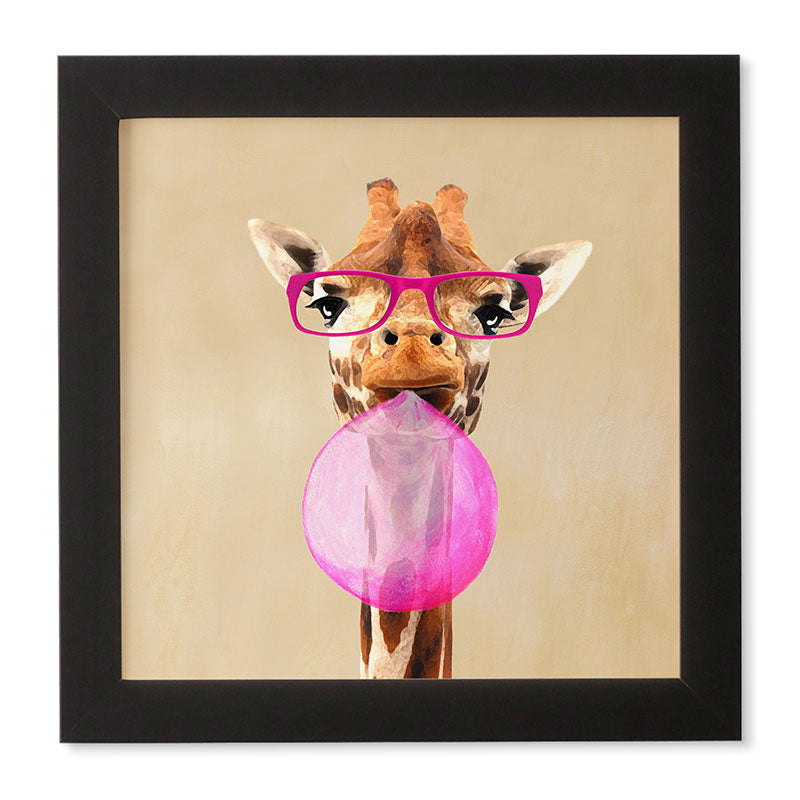 Coco de Paris Clever giraffe with bubblegum Framed Wall Art