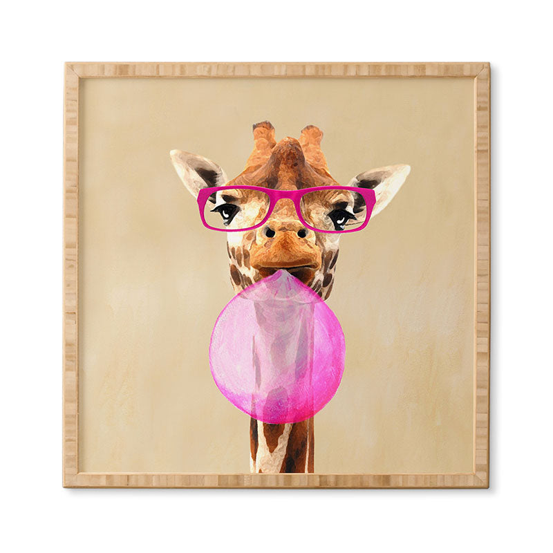 Coco de Paris Clever giraffe with bubblegum Framed Wall Art