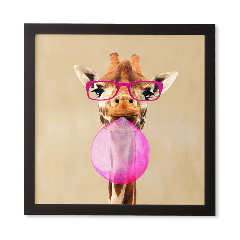 Coco de Paris Clever giraffe with bubblegum Framed Wall Art