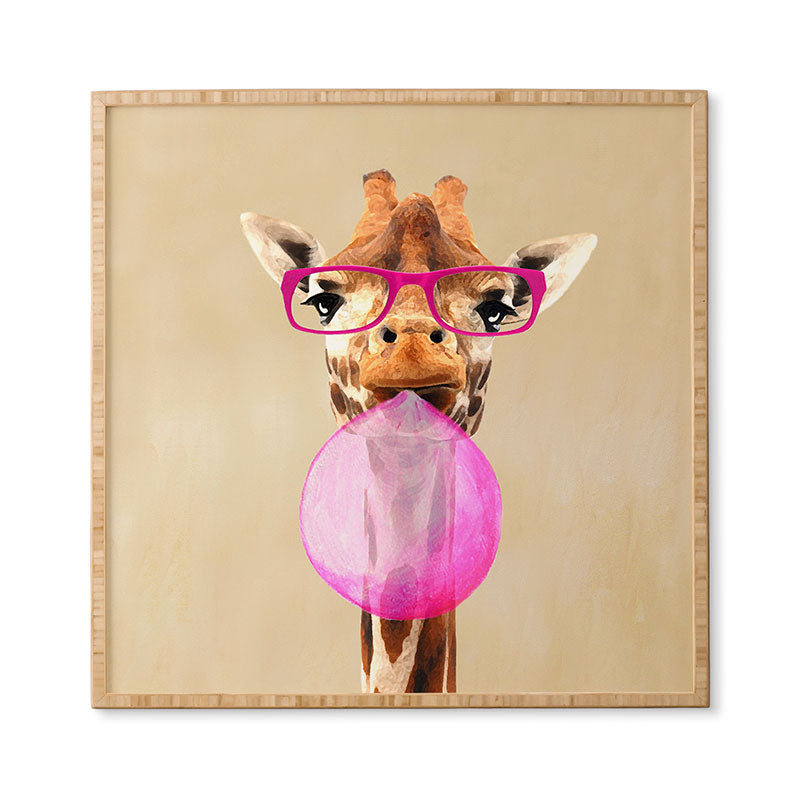 Coco de Paris Clever giraffe with bubblegum Framed Wall Art