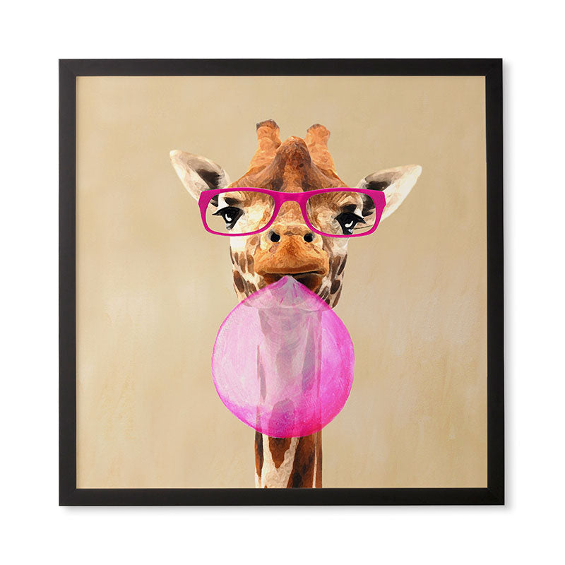 Coco de Paris Clever giraffe with bubblegum Framed Wall Art