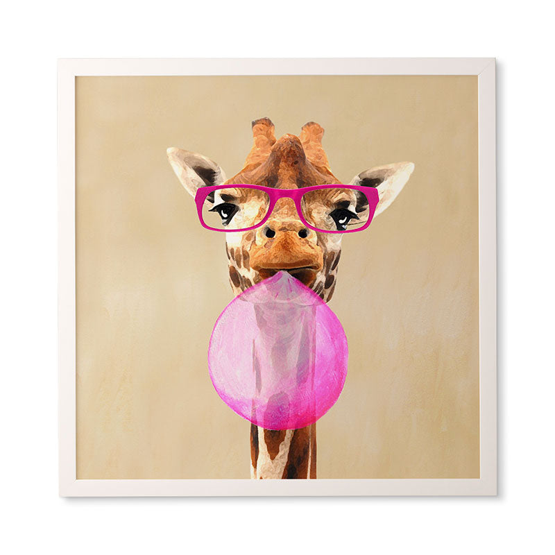 Coco de Paris Clever giraffe with bubblegum Framed Wall Art