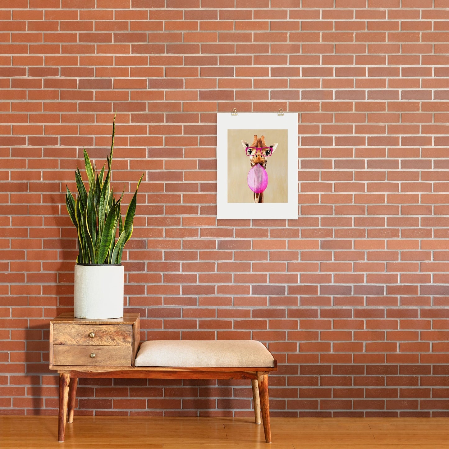 Coco de Paris Clever giraffe with bubblegum Art Print
