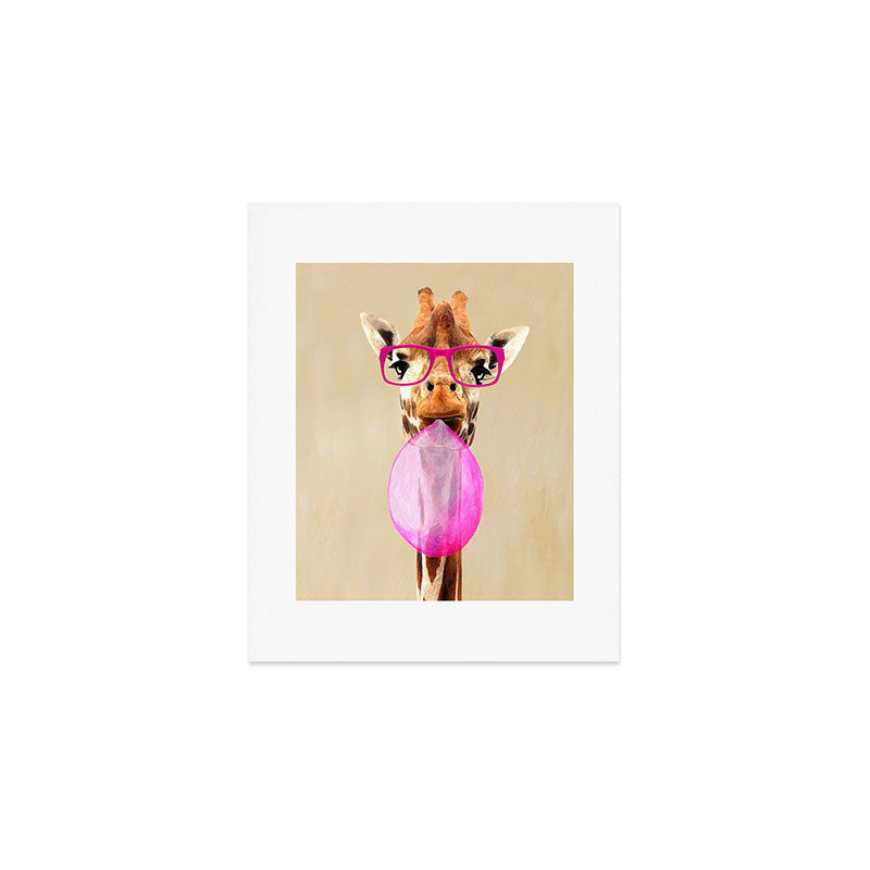 Coco de Paris Clever giraffe with bubblegum Art Print