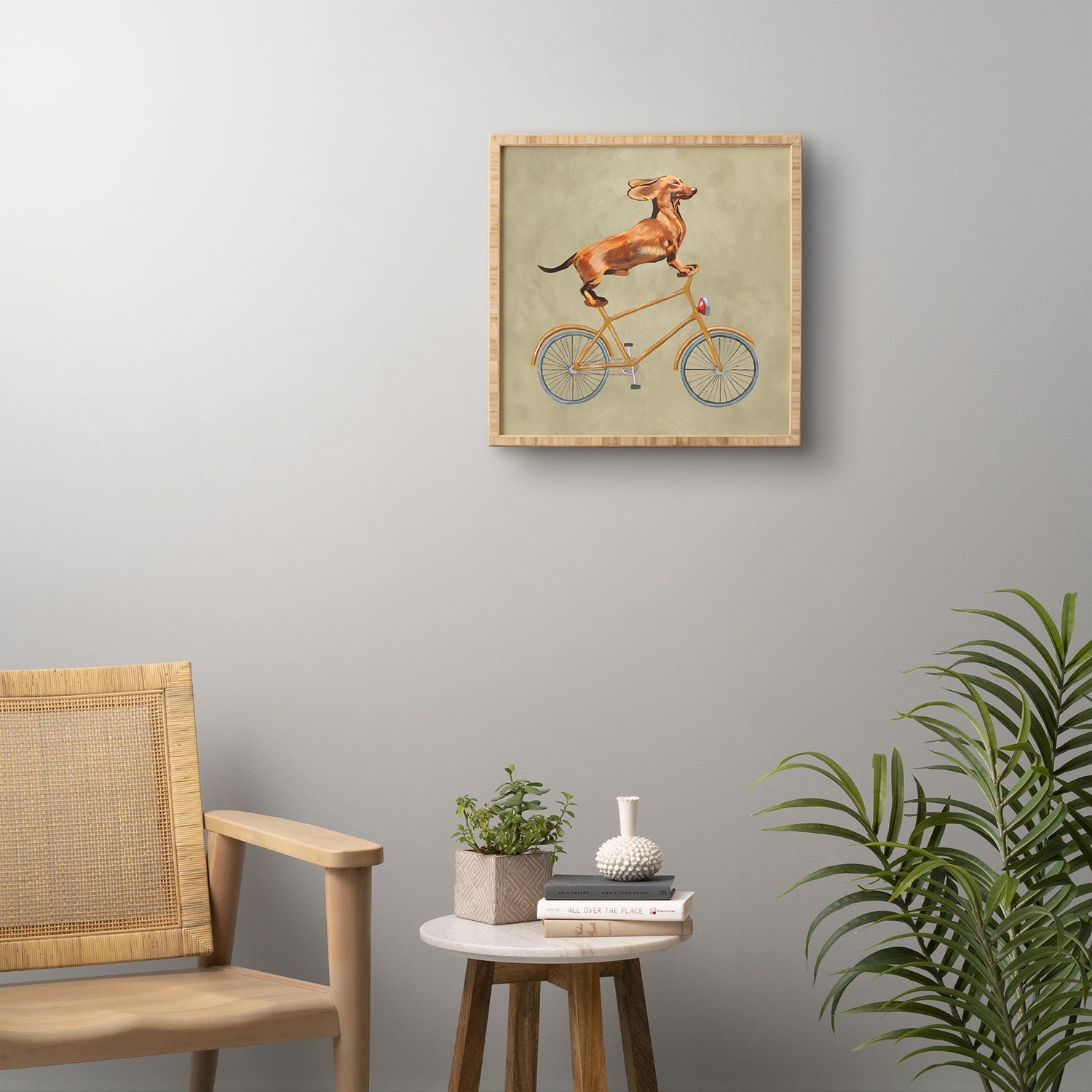 Coco de Paris Daschund on bicycle Framed Wall Art