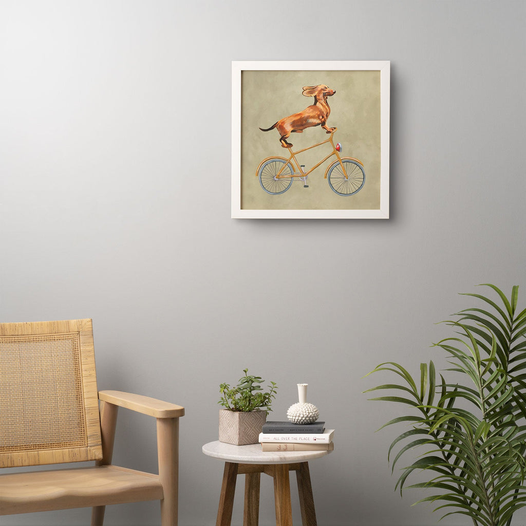 Coco de Paris Daschund on bicycle Framed Wall Art