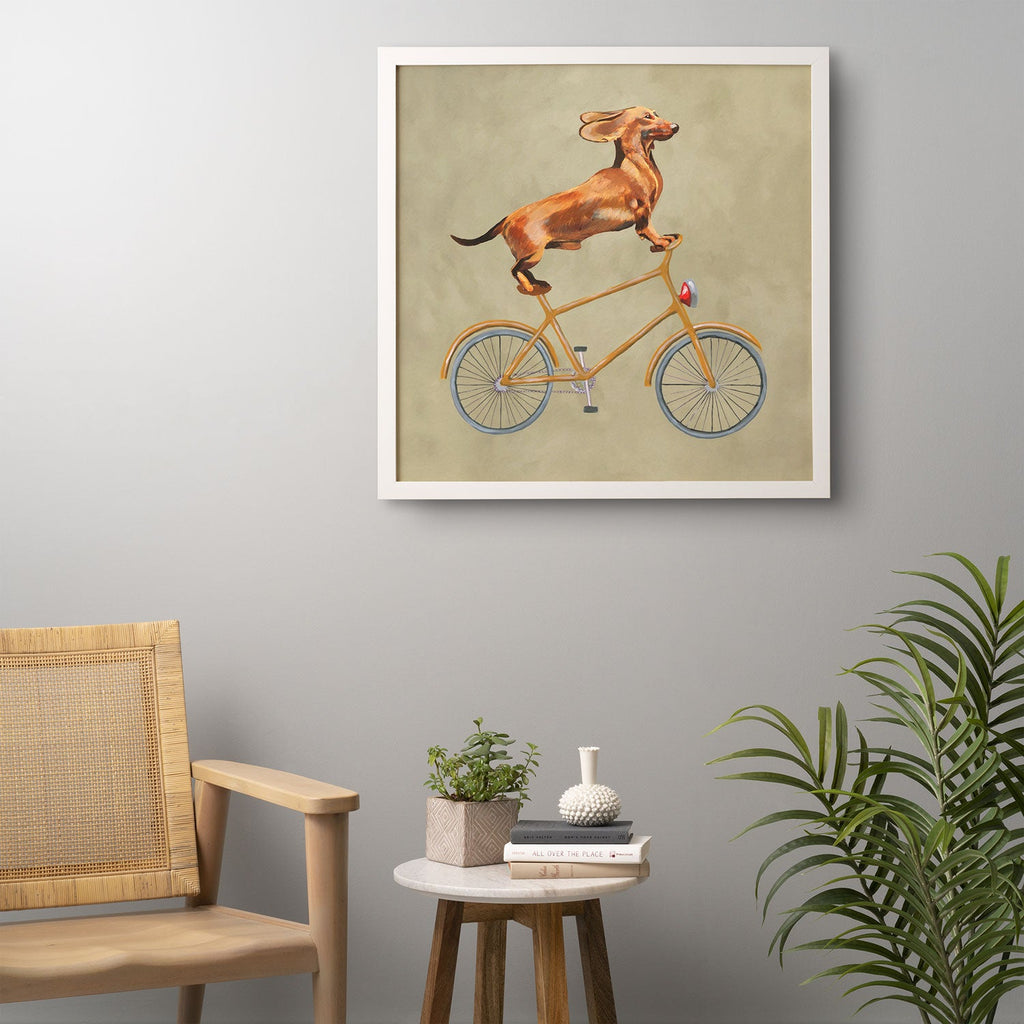 Coco de Paris Daschund on bicycle Framed Wall Art
