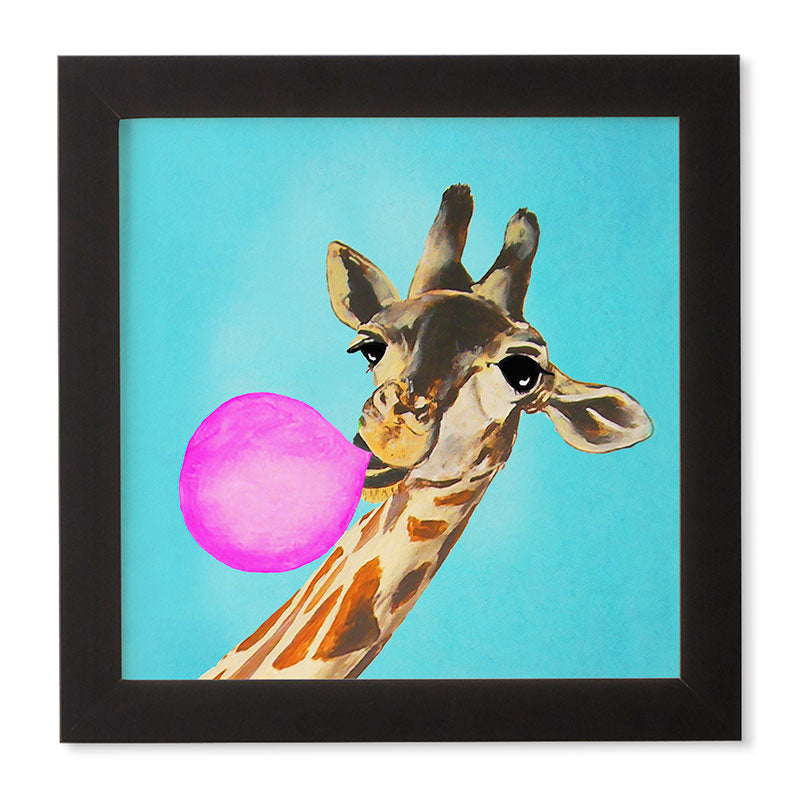 Coco de Paris Giraffe blowing bubblegum Framed Wall Art