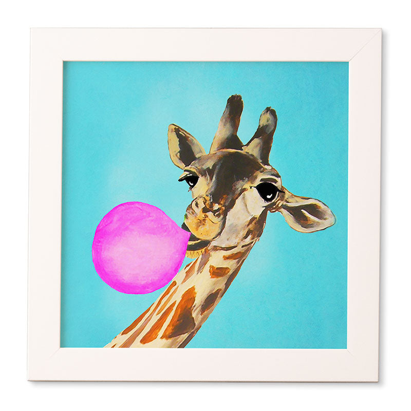 Coco de Paris Giraffe blowing bubblegum Framed Wall Art
