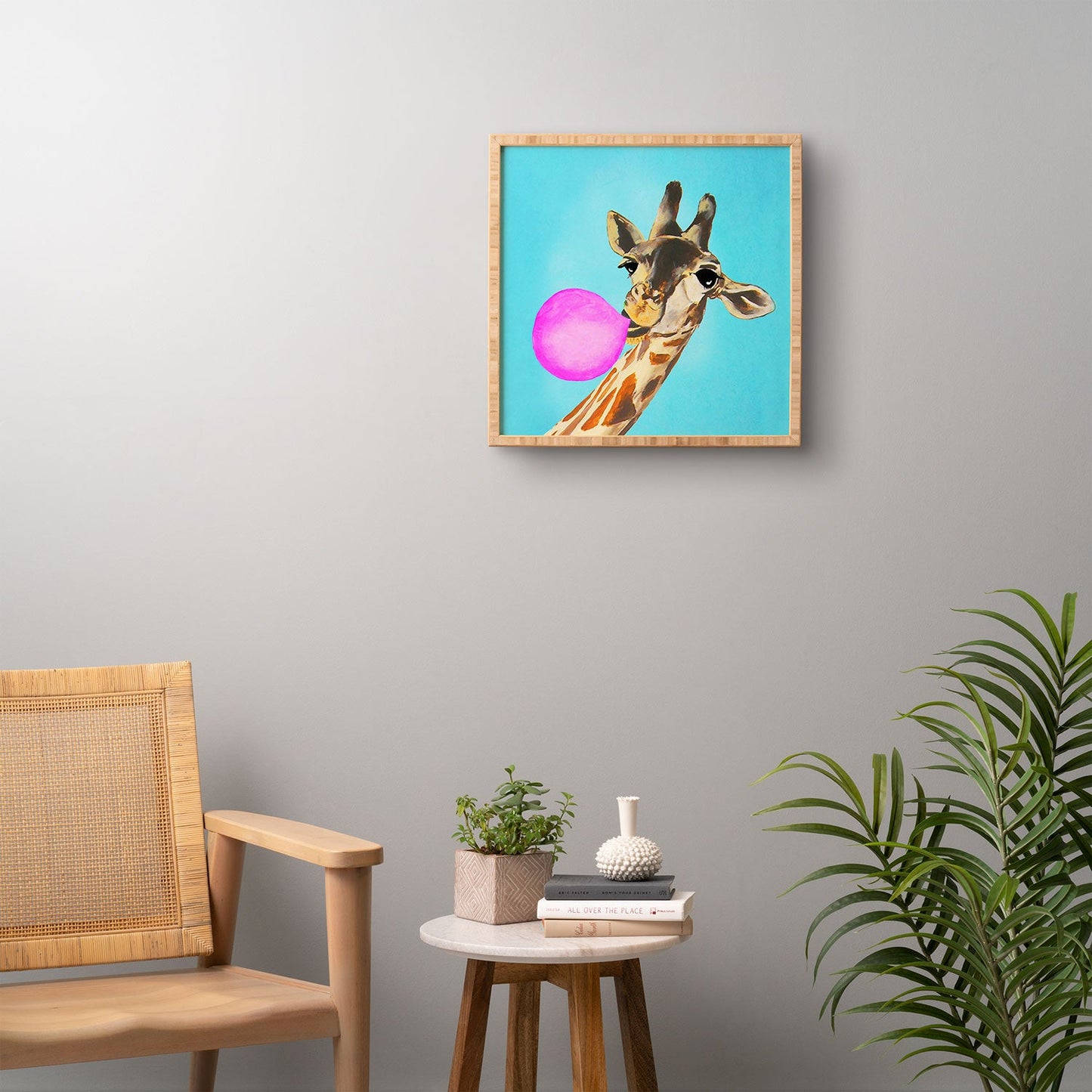 Coco de Paris Giraffe blowing bubblegum Framed Wall Art