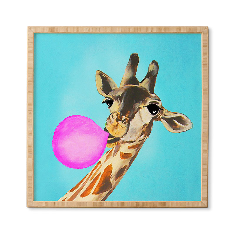 Coco de Paris Giraffe blowing bubblegum Framed Wall Art