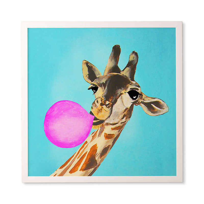 Coco de Paris Giraffe blowing bubblegum Framed Wall Art