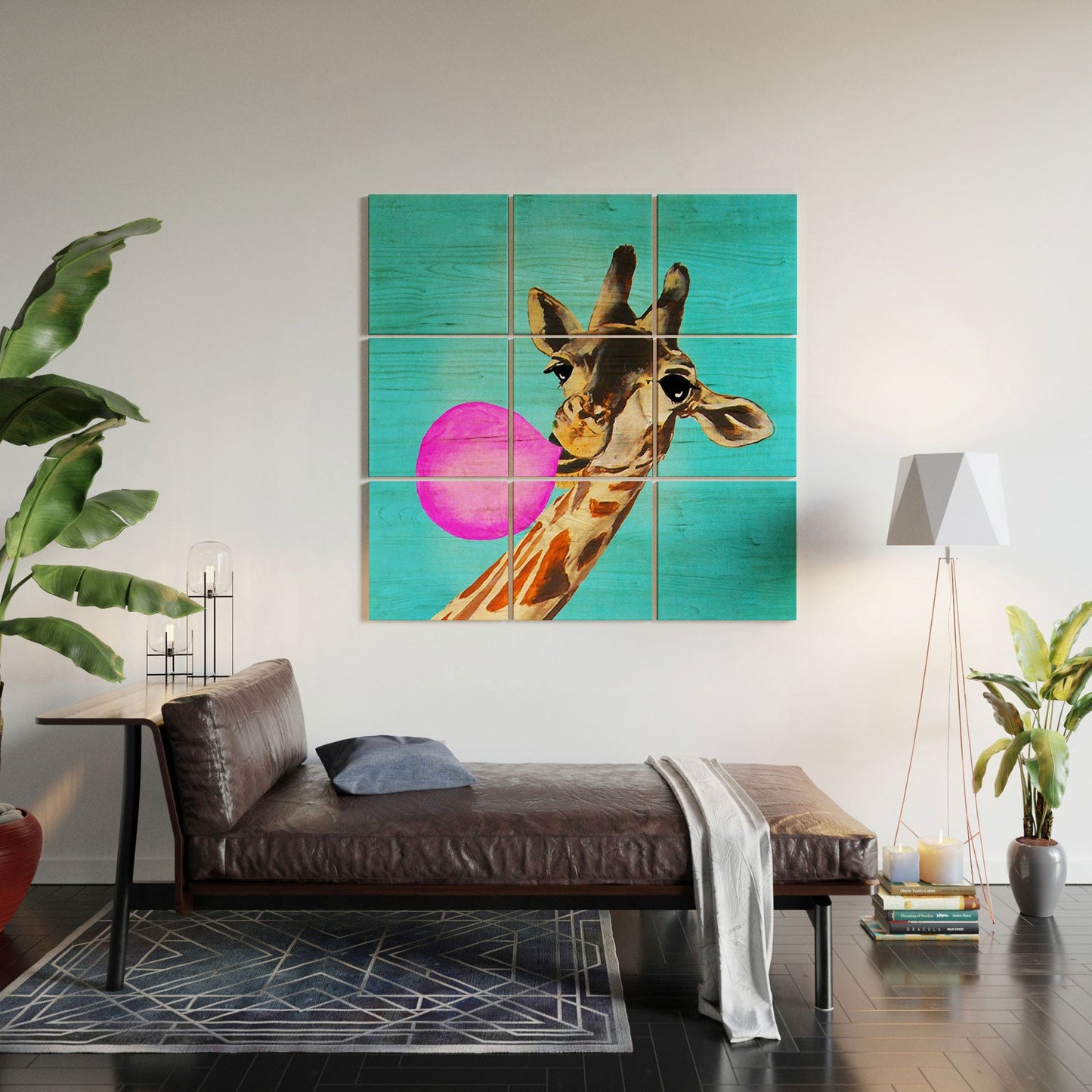Coco de Paris Giraffe blowing bubblegum Wood Wall Mural