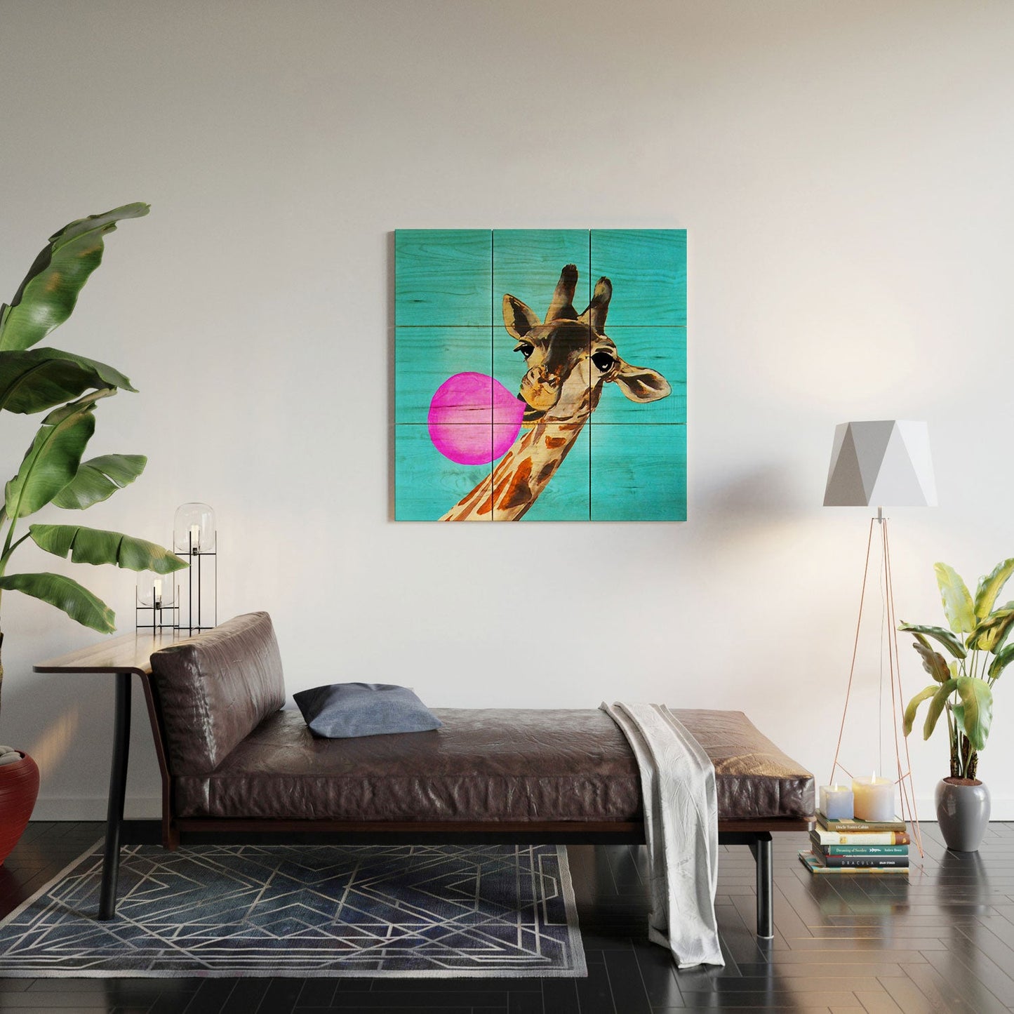 Coco de Paris Giraffe blowing bubblegum Wood Wall Mural