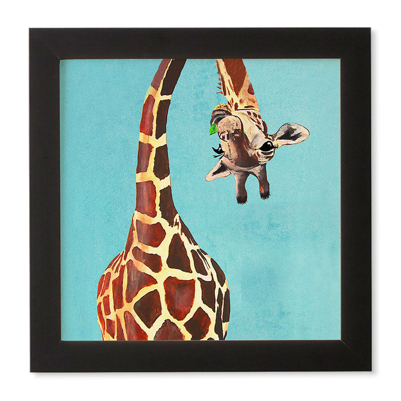 Coco de Paris Giraffe with green leaf Framed Wall Art