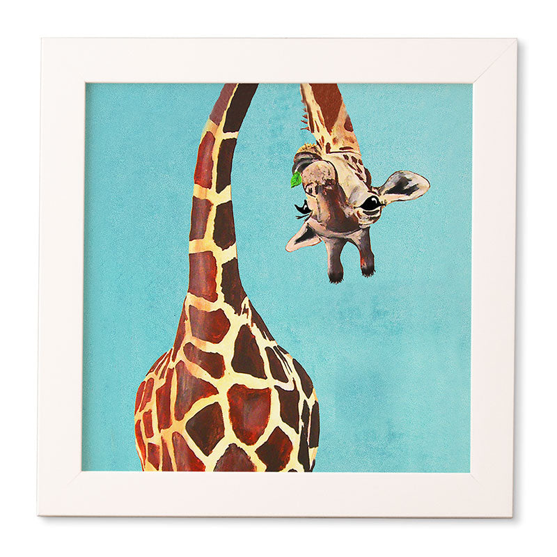 Coco de Paris Giraffe with green leaf Framed Wall Art