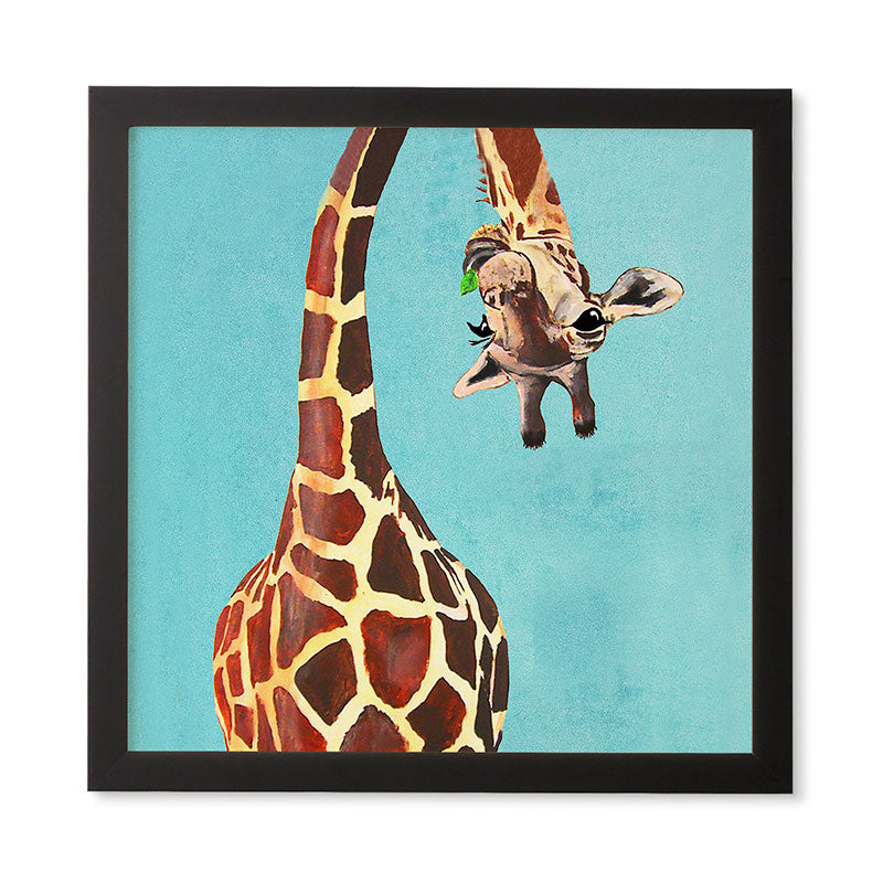 Coco de Paris Giraffe with green leaf Framed Wall Art