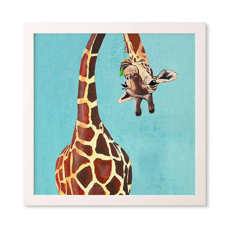 Coco de Paris Giraffe with green leaf Framed Wall Art