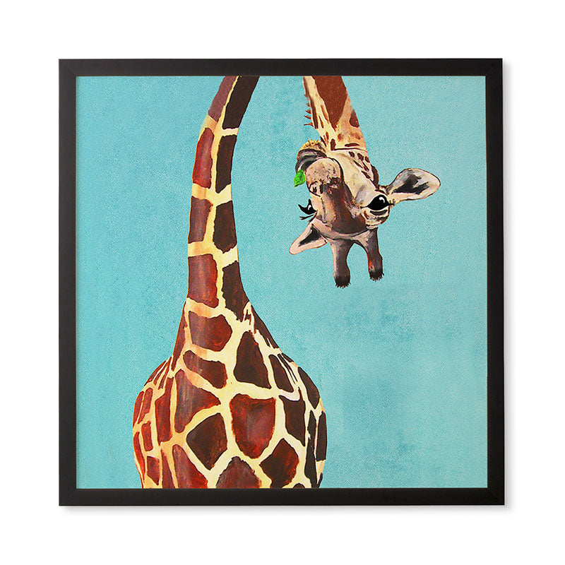 Coco de Paris Giraffe with green leaf Framed Wall Art