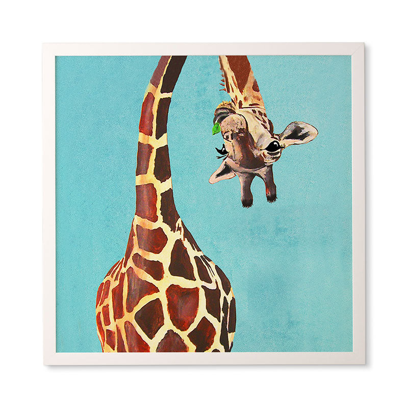 Coco de Paris Giraffe with green leaf Framed Wall Art