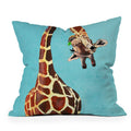 Coco de Paris Giraffe with green leaf Throw Pillow
