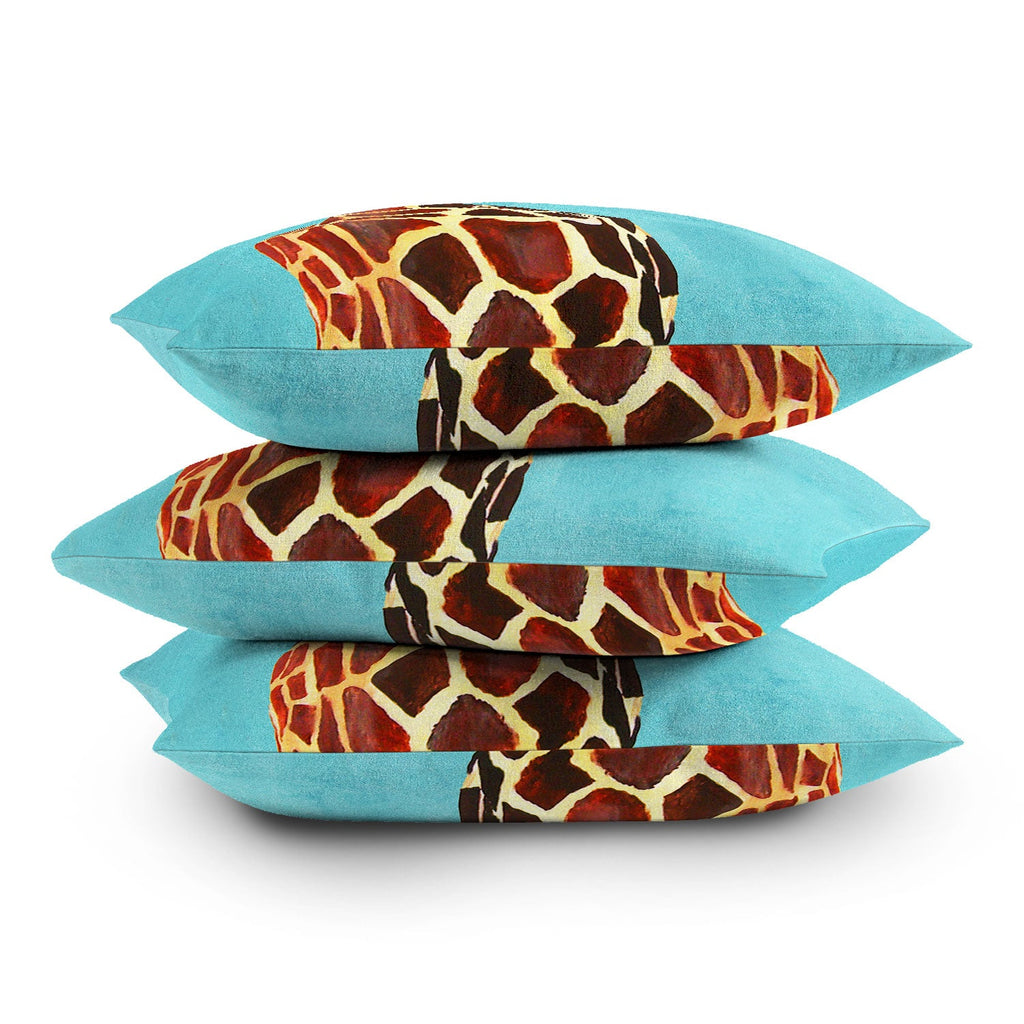 Coco de Paris Giraffe with green leaf Throw Pillow
