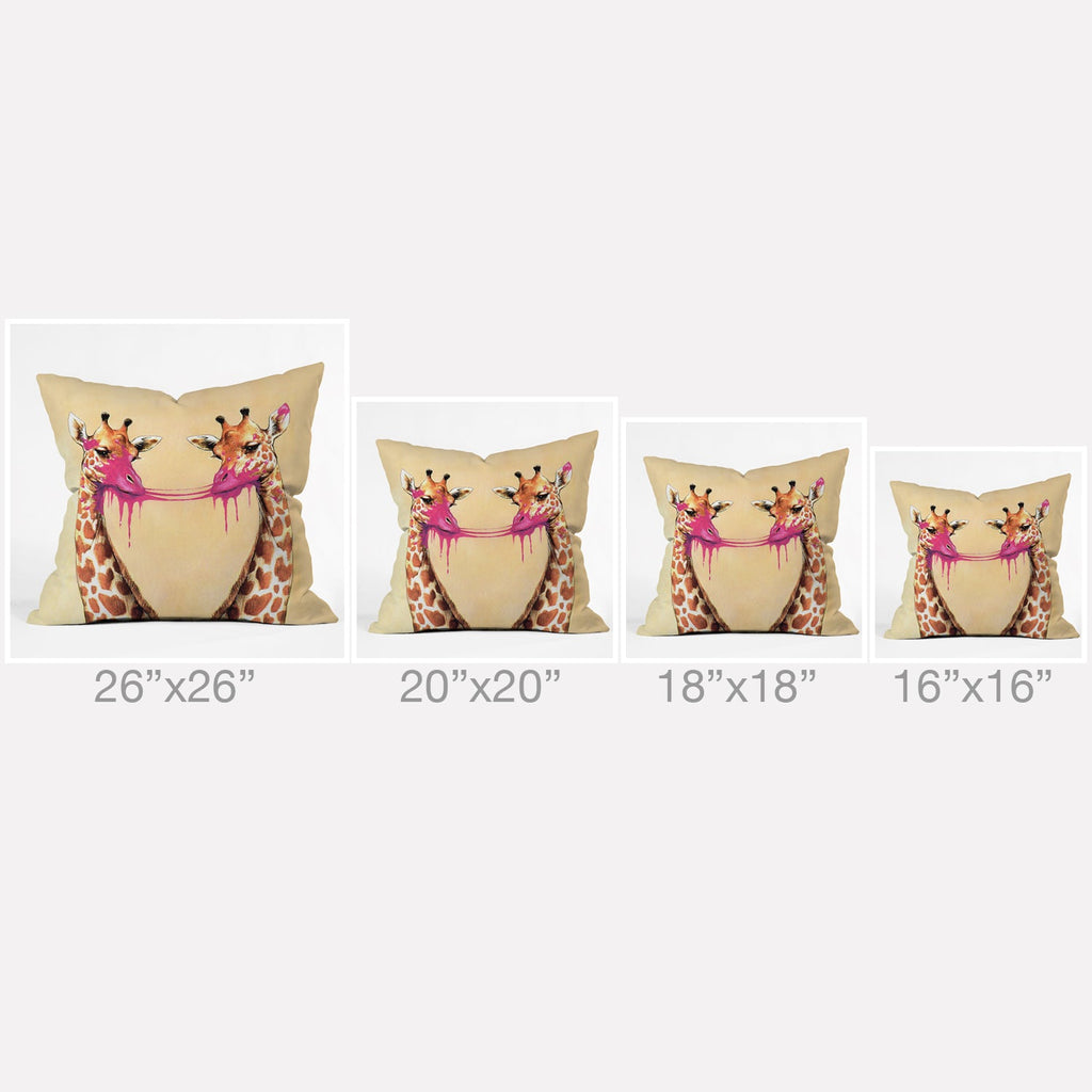 Coco de Paris Giraffes with bubblegum 2 Throw Pillow